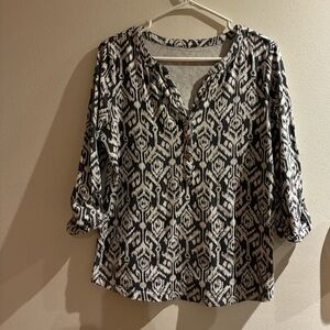 Studio Works Black and White Geometric Blouse